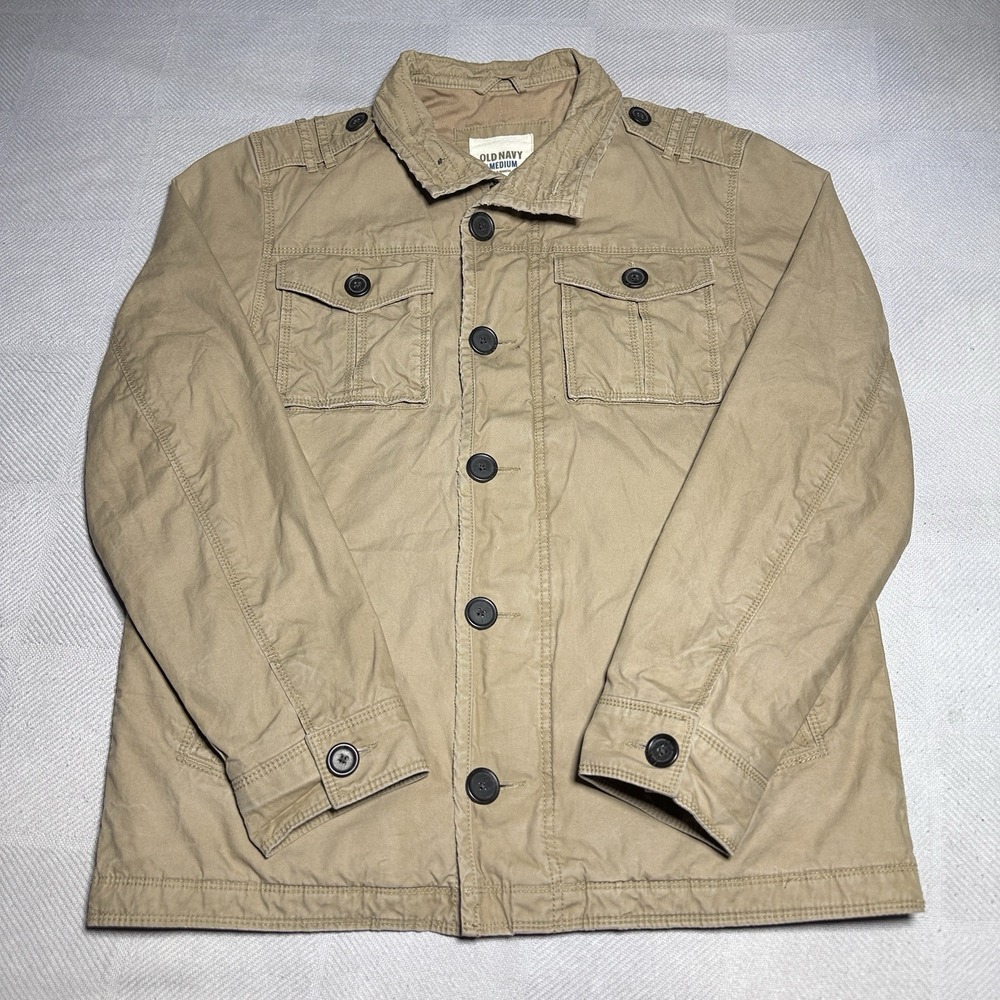 Old Navy Utility Field Jacket‎ Mens Medium Khaki Workwear Grunge Distressed